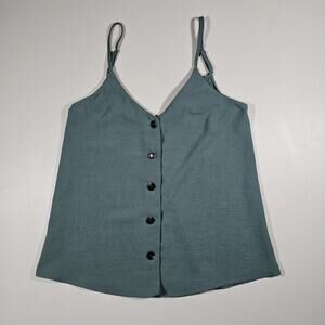 She + Sky Anthropologie Women's Babydoll Tank Emerald Green Satin Size S Casual